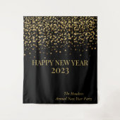 Gouden Confetti Nieuwjaar Persoonlijk Wandkleed (Voorkant)