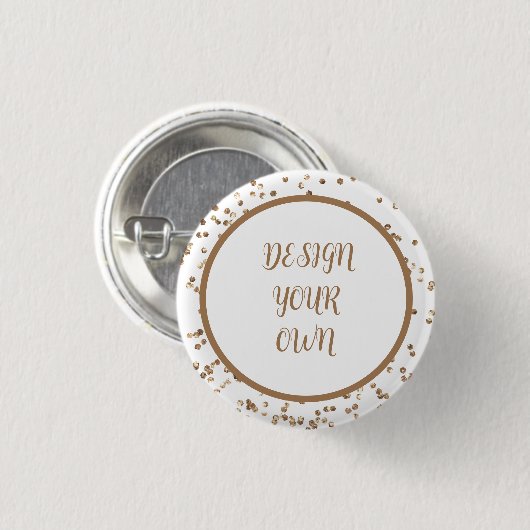 Gouden Confetti ontwerp uw eigen Ronde Button 3,2 Cm (Voorkant /achterkant)