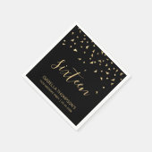 Gouden Confetti op Black 16th Birthday Party Servet (Hoek)