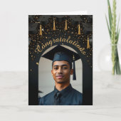 Gouden Confetti op Black Graduation Caps Photo Arc Kaart (Voorkant)