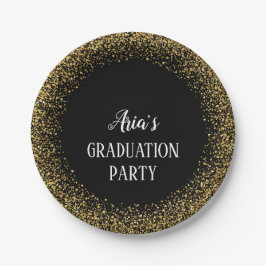 Gouden Confetti op Black Graduation Party Borden Papieren Bordje