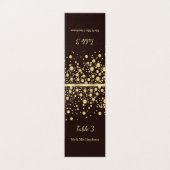 Gouden confetti op bruin Tafelnummer, plaatskaart Kaart (Buitenkant ongevouwen)