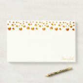 Gouden Confetti op Ivoor Post-it® Notes (Op bureau)