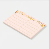 Gouden confetti op koraalroze Post-It-notities Post-it® Notes (Schuin)