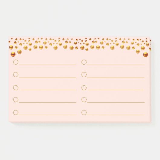 Gouden confetti op koraalroze Post-It-notities Post-it® Notes (Voorkant)