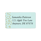 Gouden Confetti op Mint Green Etiket (Voorkant)