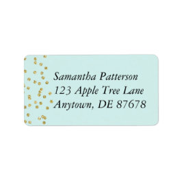 Gouden Confetti op Mint Green Etiket