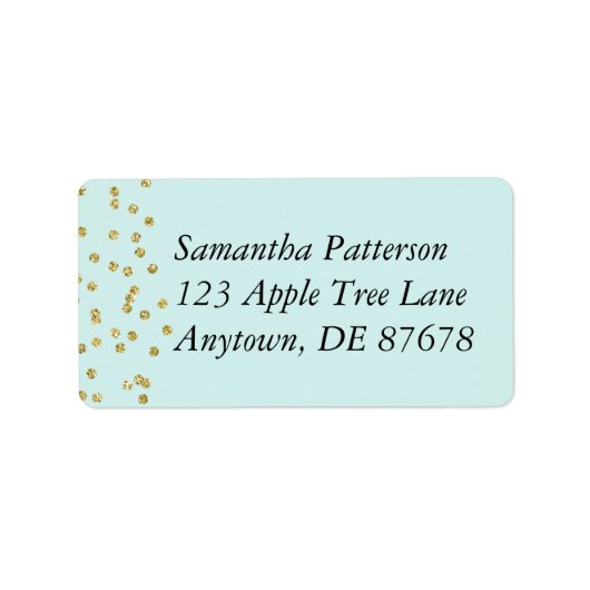 Gouden Confetti op Mint Green Etiket (Voorkant)