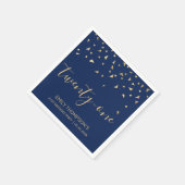 Gouden Confetti op Navy Blue 21st Birthday Party Servet (Hoek)