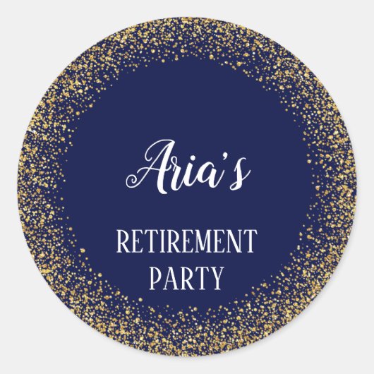 Gouden Confetti op Navy Blue Party Envelope Seals Ronde Sticker (Voorkant)
