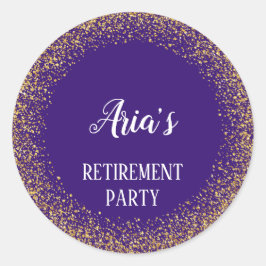 Gouden Confetti op Paarse Party Envelope Seals Ronde Sticker