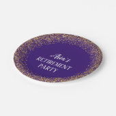Gouden Confetti op Paarse Pensioenpartij Borden Papieren Bordje (Gekanteld)