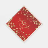 Gouden confetti op rood 80ste verjaardagsfeestje servet (Hoek)