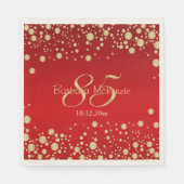 Gouden confetti op rood 85ste verjaardagsfeest servet (Voorkant)