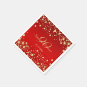 Gouden confetti op rood 90ste verjaardagsfeest servet (Hoek)