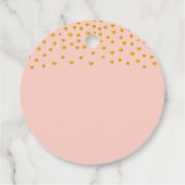 Gouden confetti op roze goud bedankjes labels (Achterkant)