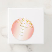 Gouden confetti op roze goud bedankjes labels (In situ)