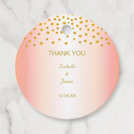 Gouden confetti op roze goud bedankjes labels