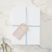 Gouden confetti op roze goud cadeaulabel (Met Touw)
