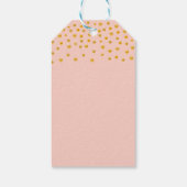 Gouden confetti op roze goud cadeaulabel (Achterkant)