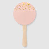 Gouden confetti op roze goud handwaaier (Achterkant)