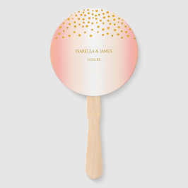 Gouden confetti op roze goud handwaaier