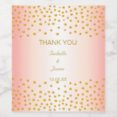Gouden confetti op roze goud wijn etiket (Enkel label)