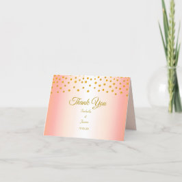 Gouden confetti op roze gouden bruiloft bedankkaart