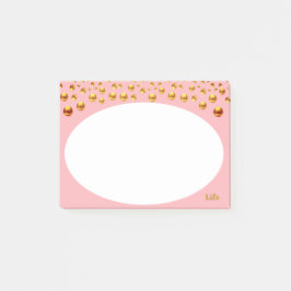 Gouden confetti op roze post-it® notes