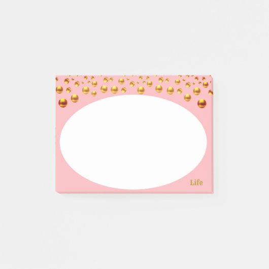 Gouden confetti op roze post-it® notes (Voorkant)