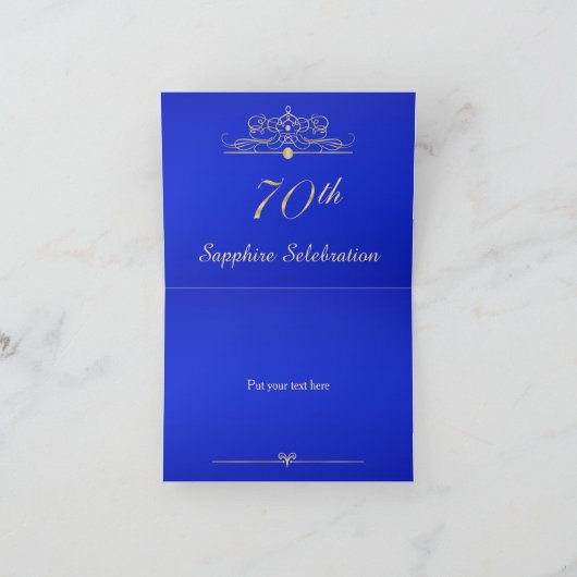 Gouden confetti op saffierblauw Bedankt (Binnen)