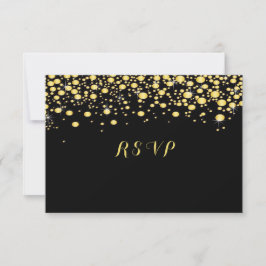 Gouden Confetti op zwart, Custom, RSVP Kaartje