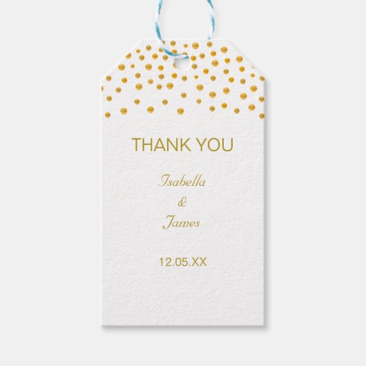 Gouden confetti op zwart en wit cadeaulabel (Voorkant)