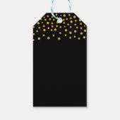 Gouden confetti op zwart en wit cadeaulabel (Achterkant)