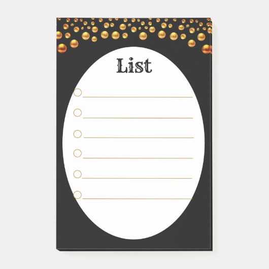 Gouden confetti op zwart en wit Post_It-notities Post-it® Notes (Voorkant)