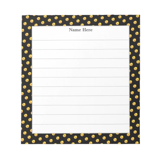 Gouden Confetti op zwart Lijst gevoerd Notitieblok (Voorkant)