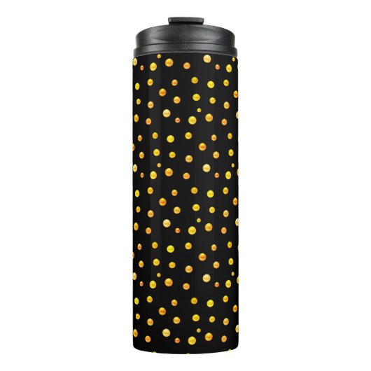 Gouden Confetti op Zwart Thermosbeker (Voorkant)