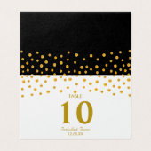 Gouden confetti op zwart-wit bruiloft kaart (Buitenkant ongevouwen)