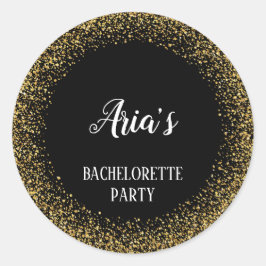Gouden Confetti op zwarte Bachelorette Envelope Se Ronde Sticker