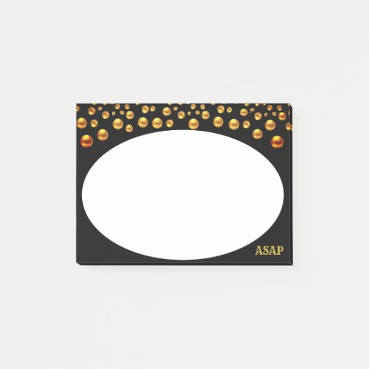 Gouden confetti op zwarte en witte Post_It-notitie Post-it® Notes (Voorkant)