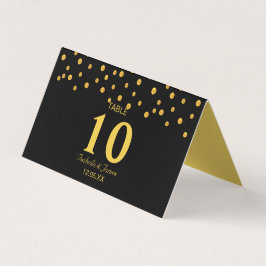 Gouden confetti op zwarte vouwtafelkaart kaart