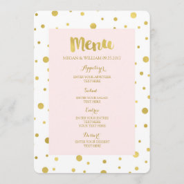 Gouden Confetti Pastel Blush Roze Bruiloft Menu