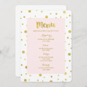 Gouden Confetti Pastel Blush Roze Bruiloft Menu (Voorkant / Achterkant)