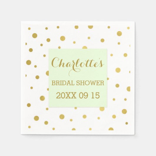 Gouden Confetti Pastel Mint Groen Vrijgezellenfees Servetten (Voorkant)