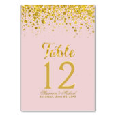 Gouden Confetti | Pastel Roze Tafel Kaart (Achterkant)