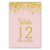 Gouden Confetti | Pastel Roze Tafel Kaart (Voorkant)
