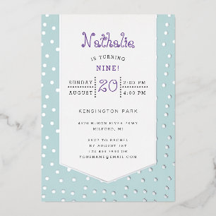 Gouden confetti pastel verjaardagskaart folie uitnodiging