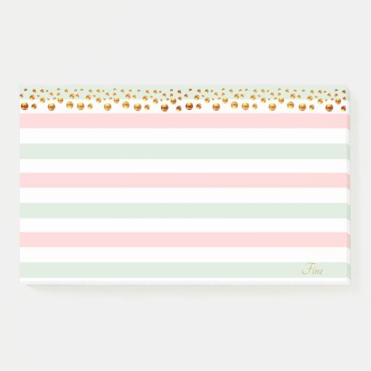 Gouden Confetti & Pastelkleuren Persoonlijk Post-it® Notes (Voorkant)