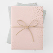 Gouden Confetti/pastelroze, groene & grijze achter Inpakpapier Vel (In situ)