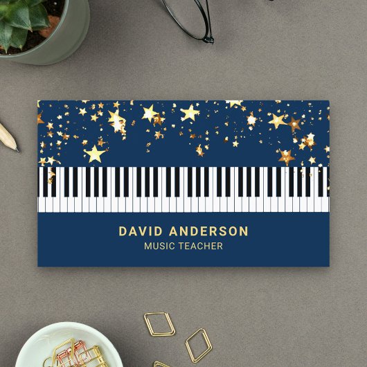 Gouden Confetti Piano Toetsenbord Muzikant Pianist Visitekaartje